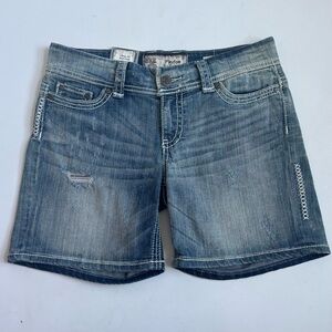 BKE Denim Payton Rob Robinson Light Blue Distressed Denim Jean Shorts Size 29